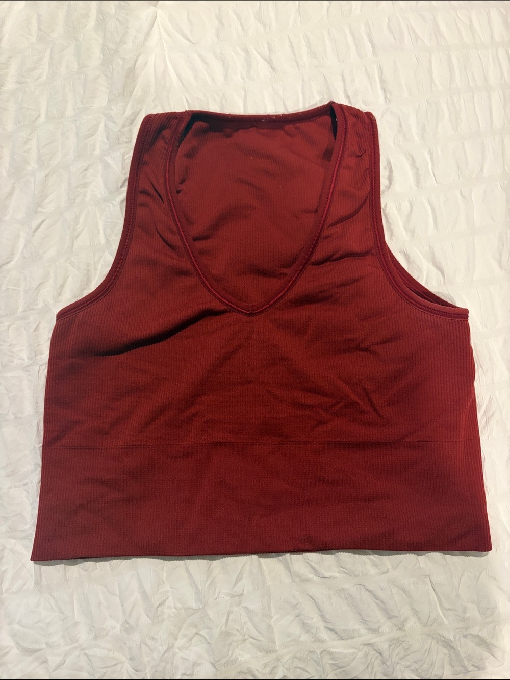 Athleta Ribbed V-Neck Crop Tank - Wine